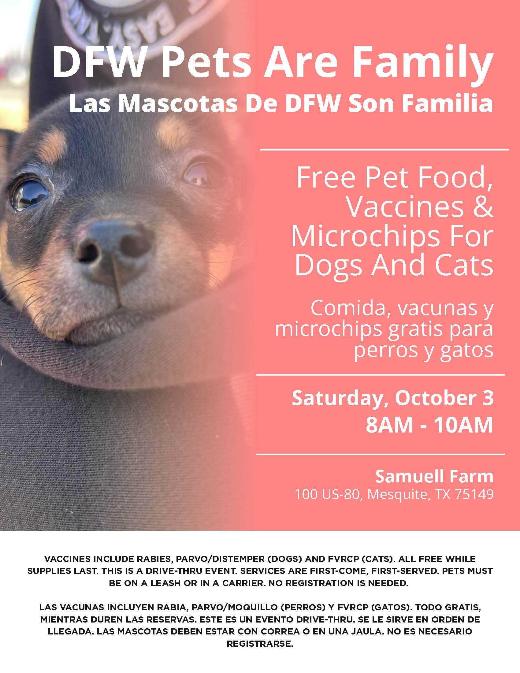 DFW Pets Are Family: Free Pet Food, Vaccinations & More