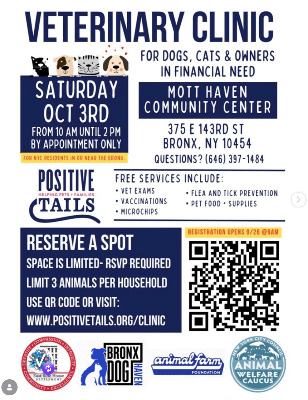 Free Veterinary Clinic for Dogs, Cats & Owners