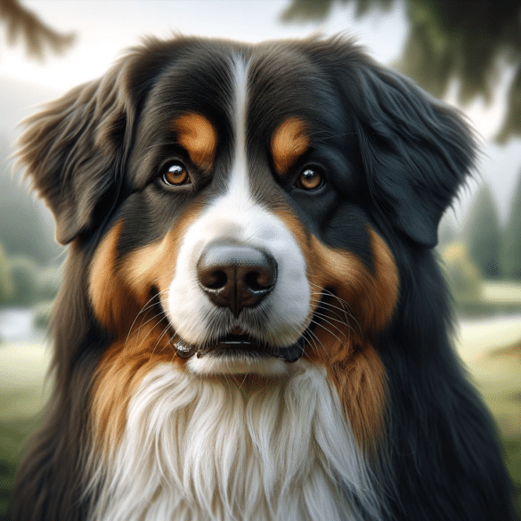 a Euro Mountain Sheparnese mixed dog breed