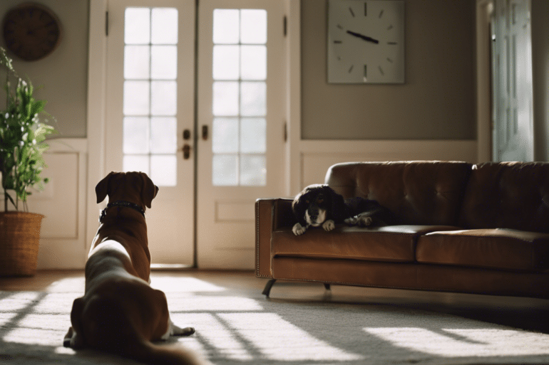 dog waits by the door