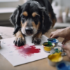 dog painting with paw