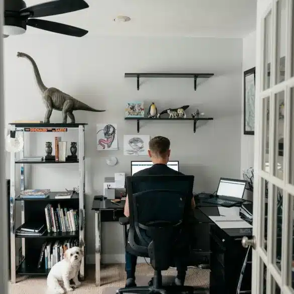working from home with dog